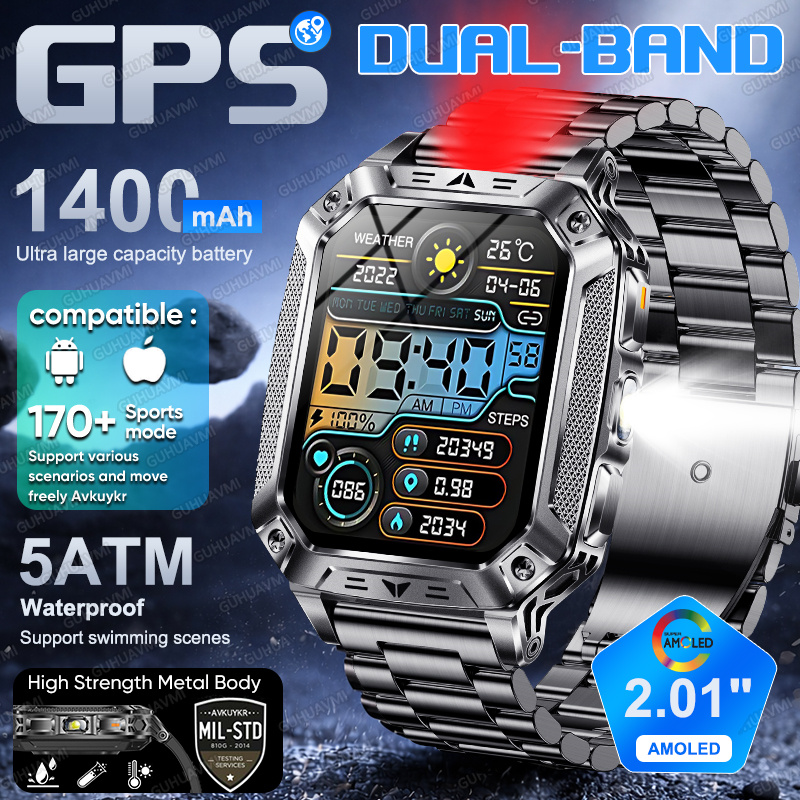 Smartwatch Military Watches For Men - 2026 Dual-band GPS Smart Watch Militaire