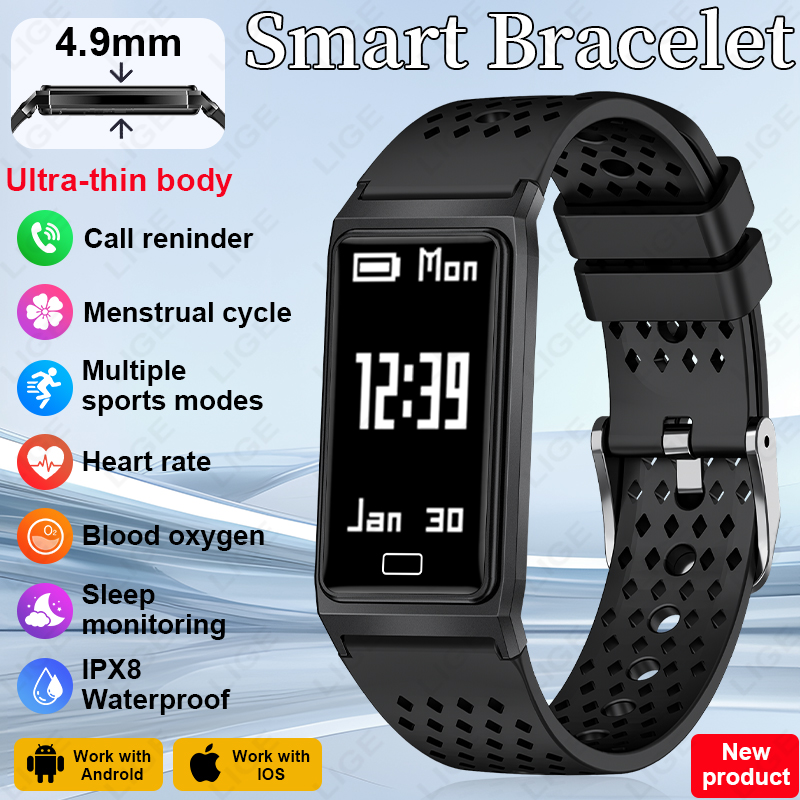 Smartwatch Slim Watches For Men - 4,9 mm ultraslanke slimme armband ademende