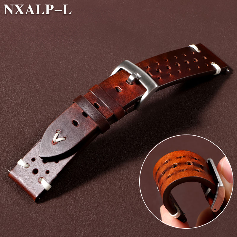 Nato Strap Nylon - Retro oliewas verkleuring lederen horlogeband 20