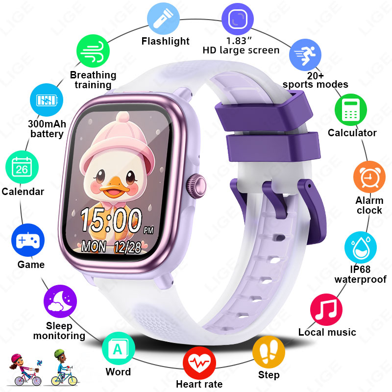 Smartwatch Watches For Kid Girl - LIGE 2026 Nieuw Kinderen Leer Smartwatch