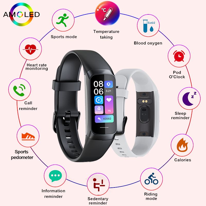 Smartwatch Slim Watches For Men - LUIK 1,1 inch Amoled hartslagmeter slimme