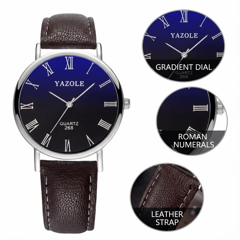 Smartwatch Slim Watches For Men - YAZOLE Herenhorloge Mode Ultra Slim PU