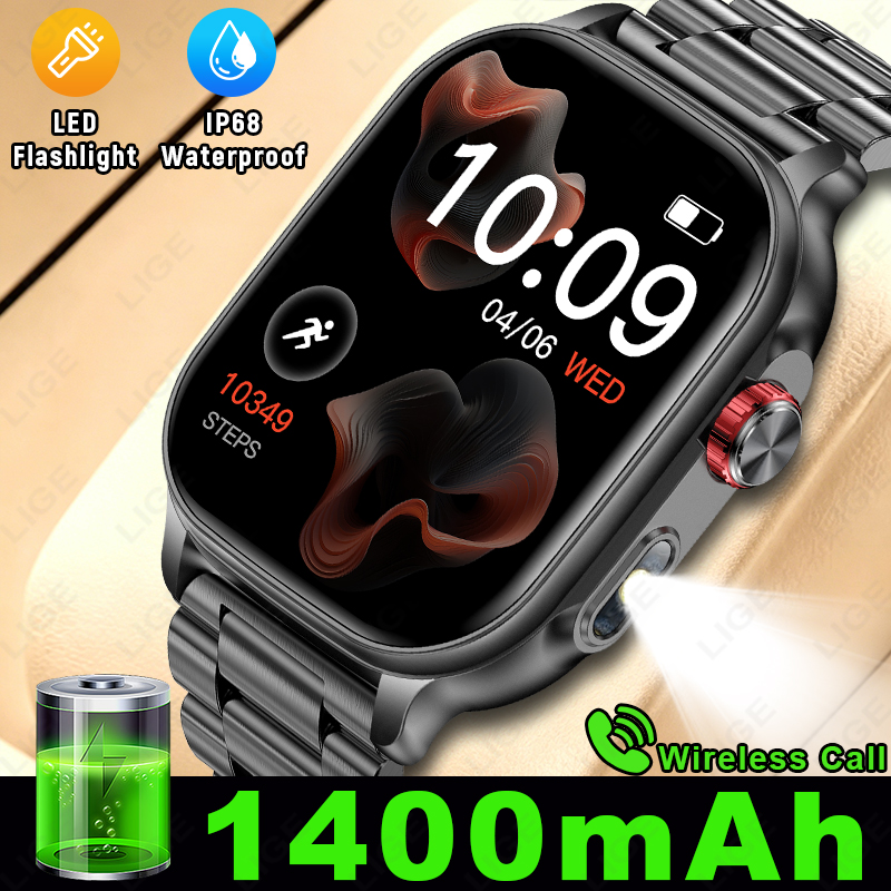 LUIK Nieuwe 1400mAh Grote Batt - Smartwatch Military Watches For Men recensie en prijs