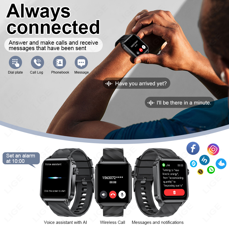 LIGE Nieuwe Bluetooth-oproep S - Smartwatch Iphone Watches For Women recensie en prijs