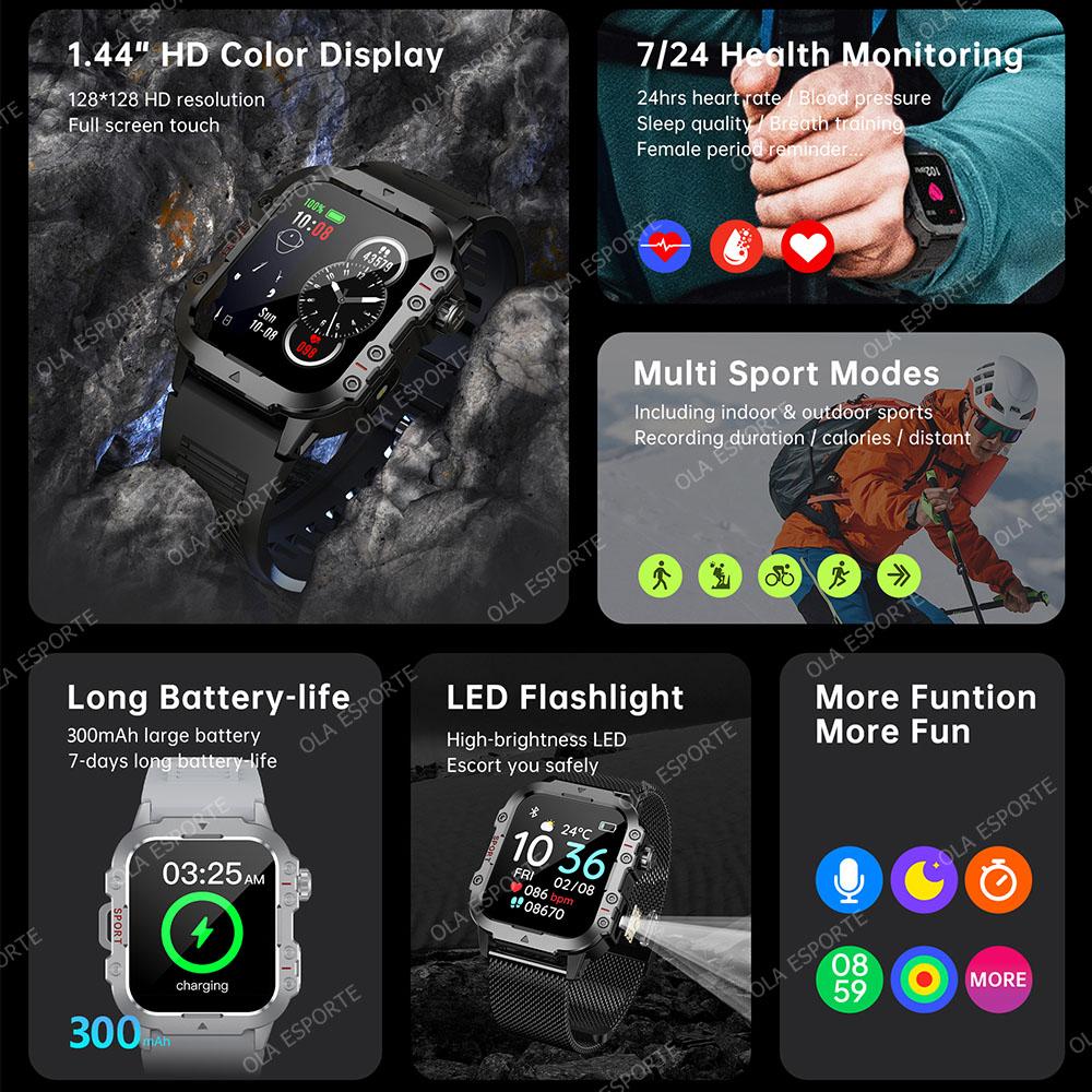 Nieuwe Militaire Smartwatch He - Smartwatch Military Watches For Men recensie en prijs